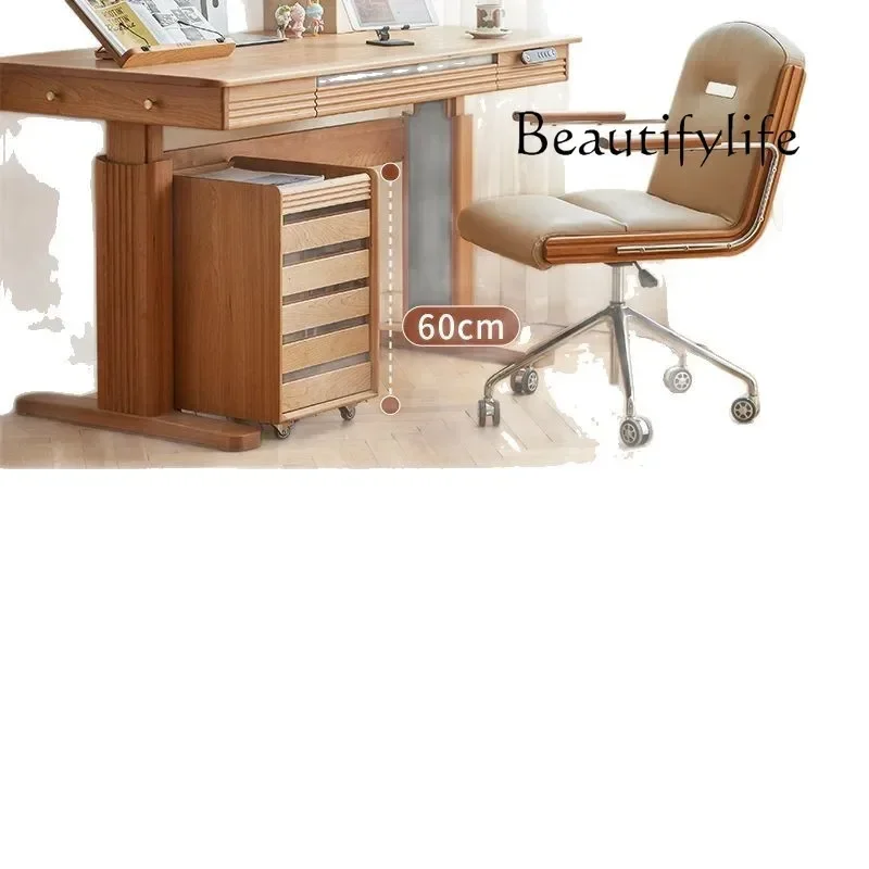 D VIPRemovable Chest Of Drawers Nordic Retro Data Cabinet Small Wooden Office Study File Cabinet