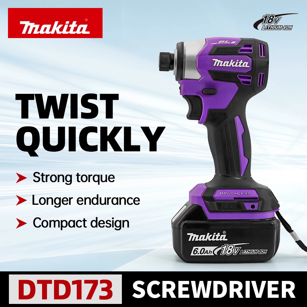 ماكيتا DTD173 18 فولت اللاسلكي فرش شنيور يعمل بالبطارية 180Nm الحفر الكهربائية مفك مع مصباح ليد أداة منزلية متعددة الوظائف