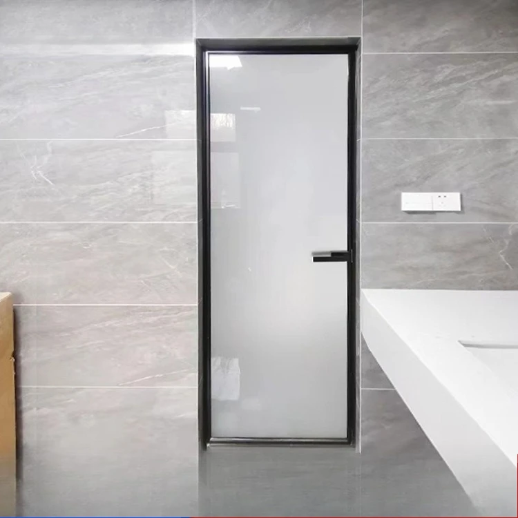 

Indoor aluminum alloy bathroom door Room soundproof swing door Bedroom bathroom