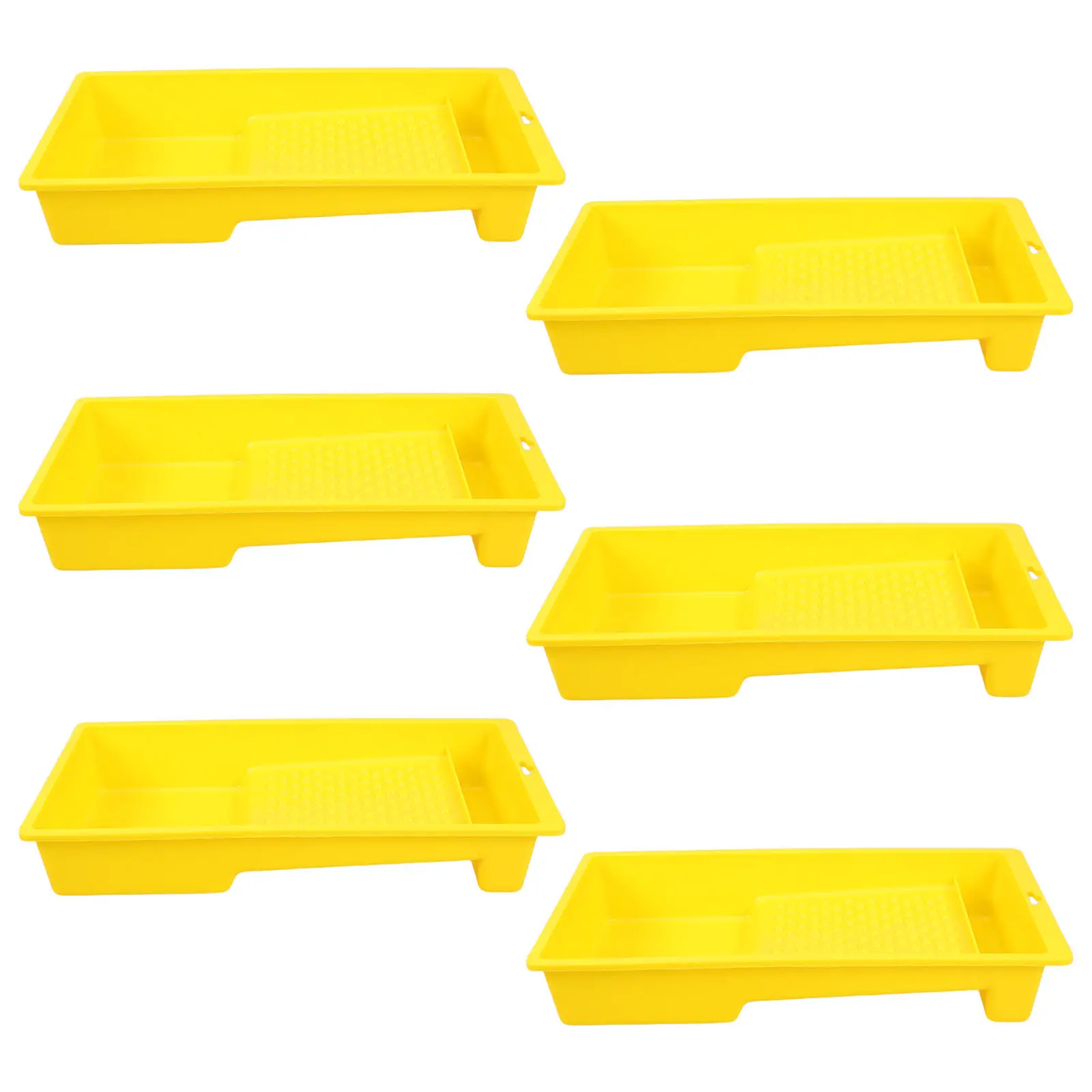 6Pcs Yellow Plastic Paint Tray Textured Roller Tray Small Compact Efficient Paint Separator for Home Painting Small Painting Pan