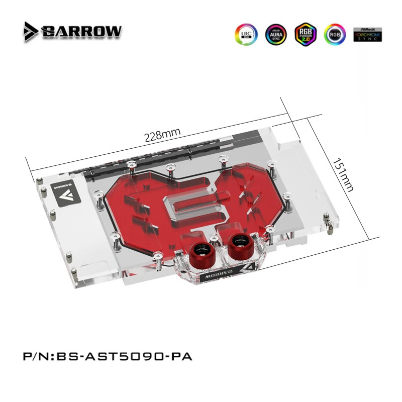 Водяной блок графического процессора Barrow для ASUS TUF RTX 5090 D O32G, игровая карта Viedo, полное покрытие, радиатор охлаждения BS-AST5090-PA