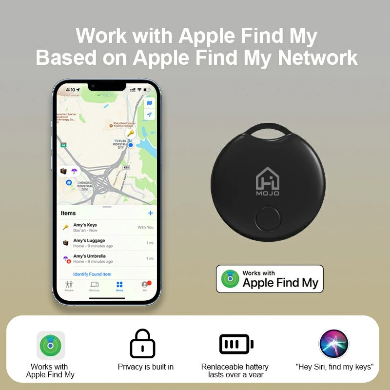 Himojo 4/2/1 Pack Bluetooth GPS Smart Tag Based on Apple Find My App Pet Anti-loss Tracker City Real Time Tracking Key Finder