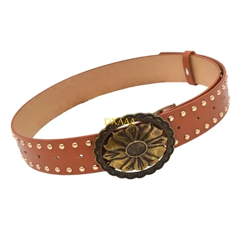 DXAA Black Studded Women Women Women Bunk Belt Relble Trapplies for Jeans Date Pu Leather