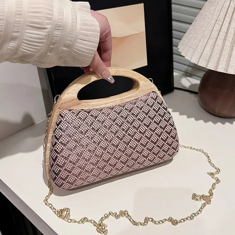 

2025 Autumn 404 New Diamond-encrusted Shoulder Bag Messenger Bag Fashion Light Luxury Handbag Simple and Versatile Woven Bag