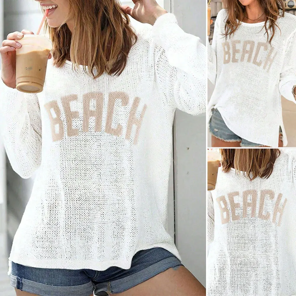 

MiaMuse Boutique женский свитер осень-зима корейский повседневный повседневный свитер с длинными рукавами и круглым вырезом с буквенным принтом