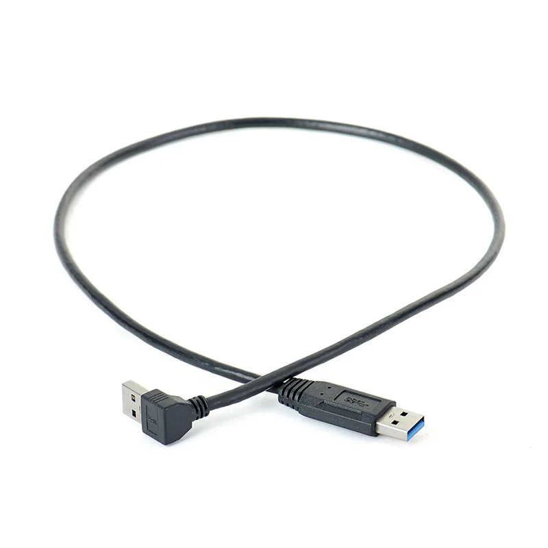 Kabel USB 3.0 A męski-męski kątowy 60 cm, szybki transfer danych, przedłużacz do obudowy dysku twardego zewnętrznego, HUBA Revolution A męski