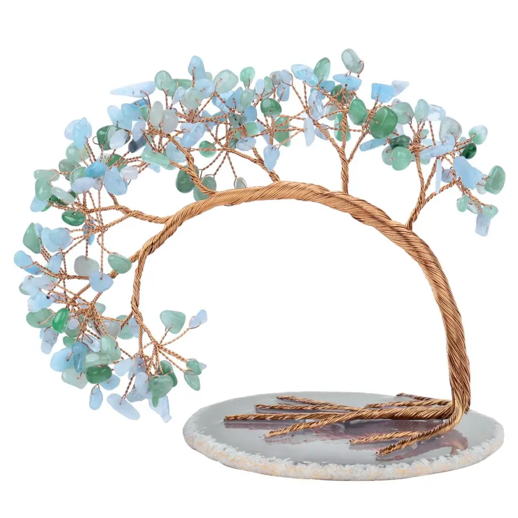 

Natural Crystal Tree With Slice Agate Base Fengshui Lucky Money Tree For Home Decoration