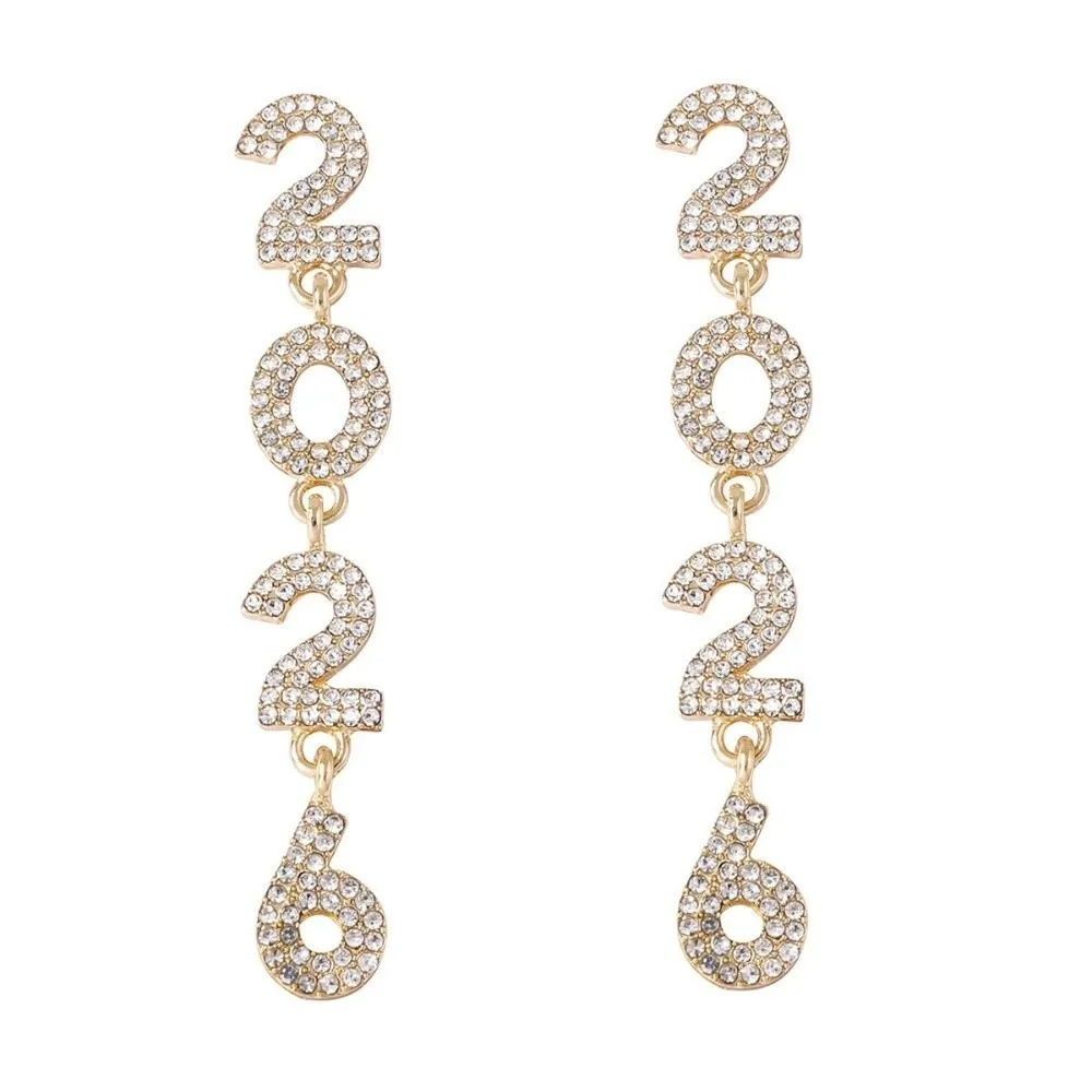 الجمالية 2026 أقراط مجوهرات حجر الراين سنة جديدة سعيدة أقراط لامعة ندفة الثلج كريستال أقراط الحفلات قلادة الفتيات #1