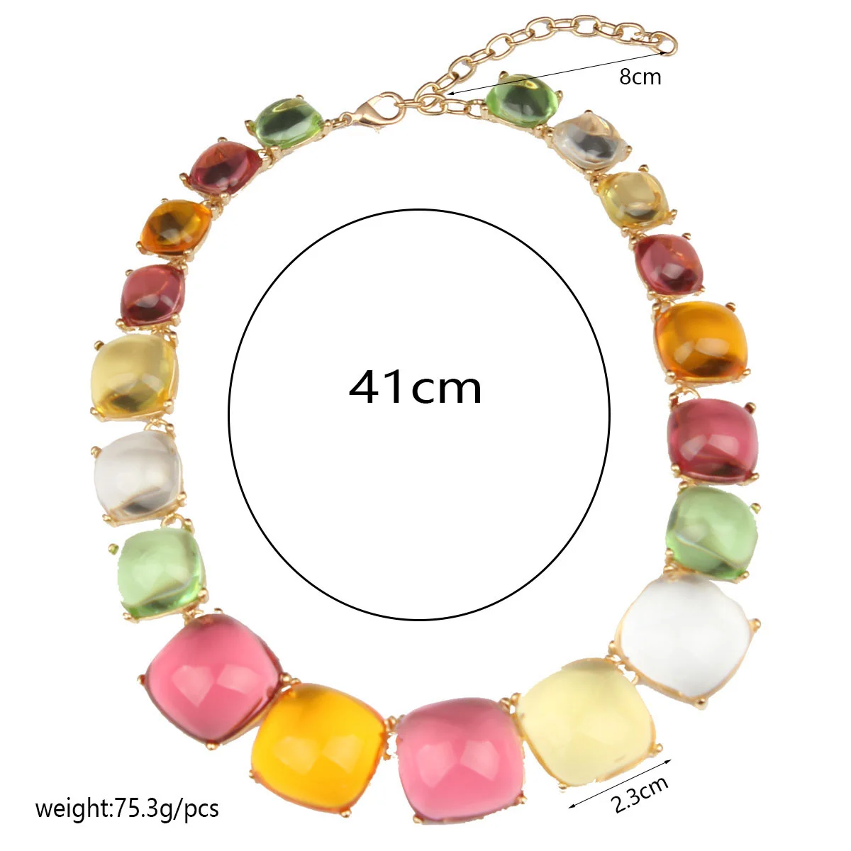 Bohemian style geometric jelly necklace and earrings set. High-quality waterproof jewelry. Birthday gift