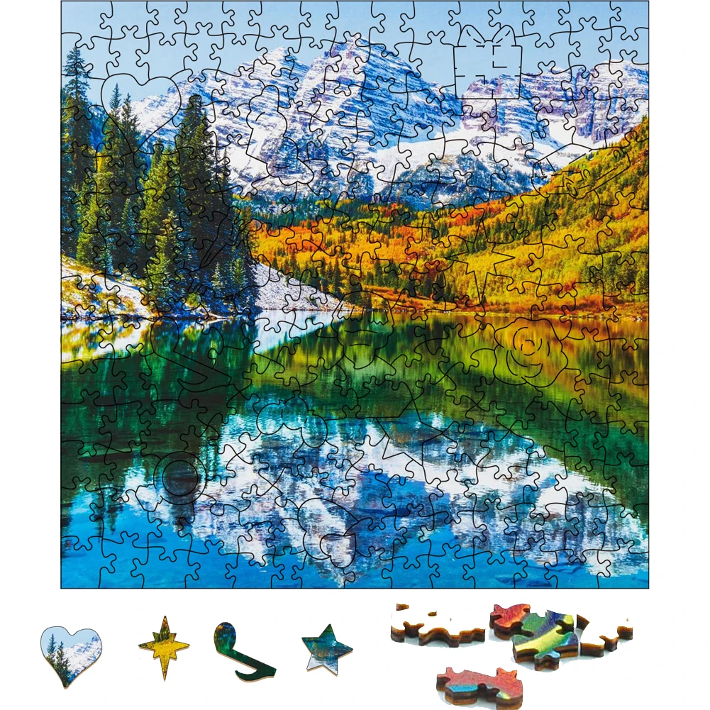 Wooden Jigsaw Puzzle para adultos, jogo de tabuleiro, paisagem de madeira, quieto, montanha, lago, jogos de festa, brinquedos infantis