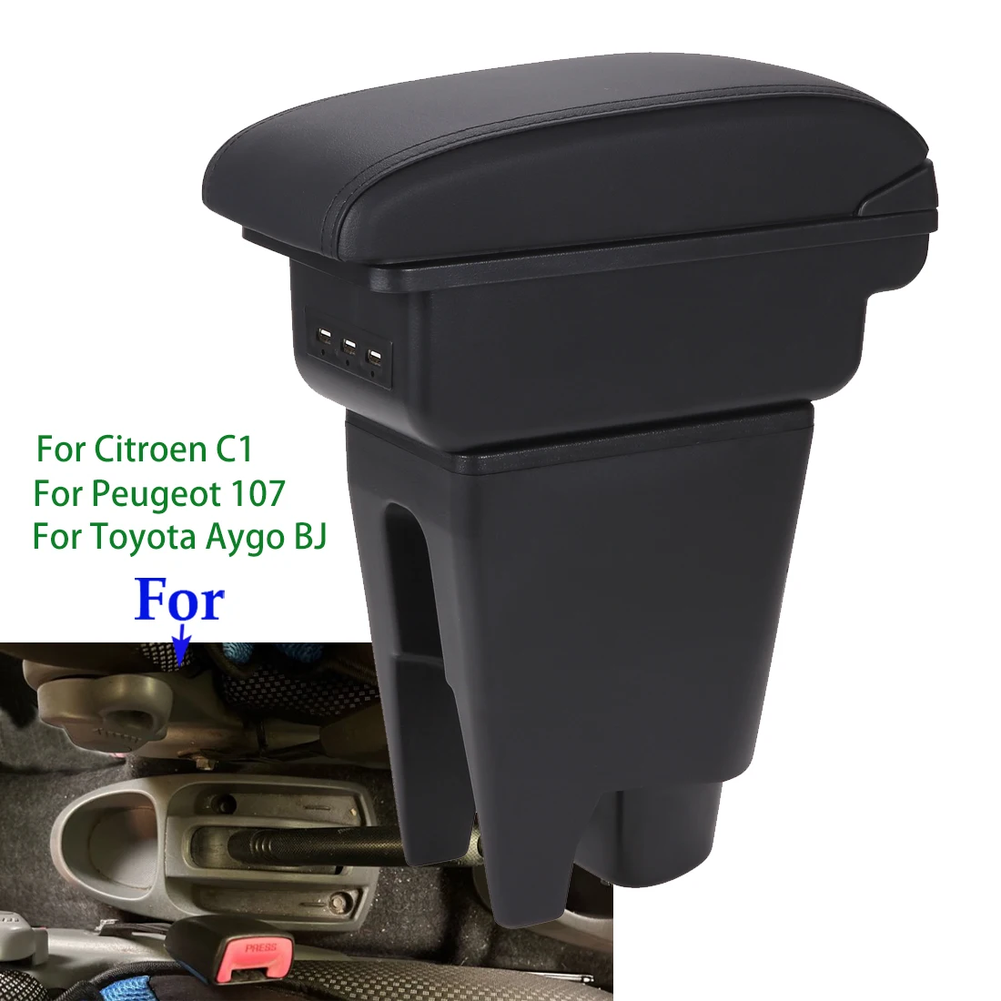 

For Citroen C1 Armrest Box For Peugeot 107 Toyota Aygo BJ Car Armrest Auto Storage Box Arm Bracing heighten Interior Details