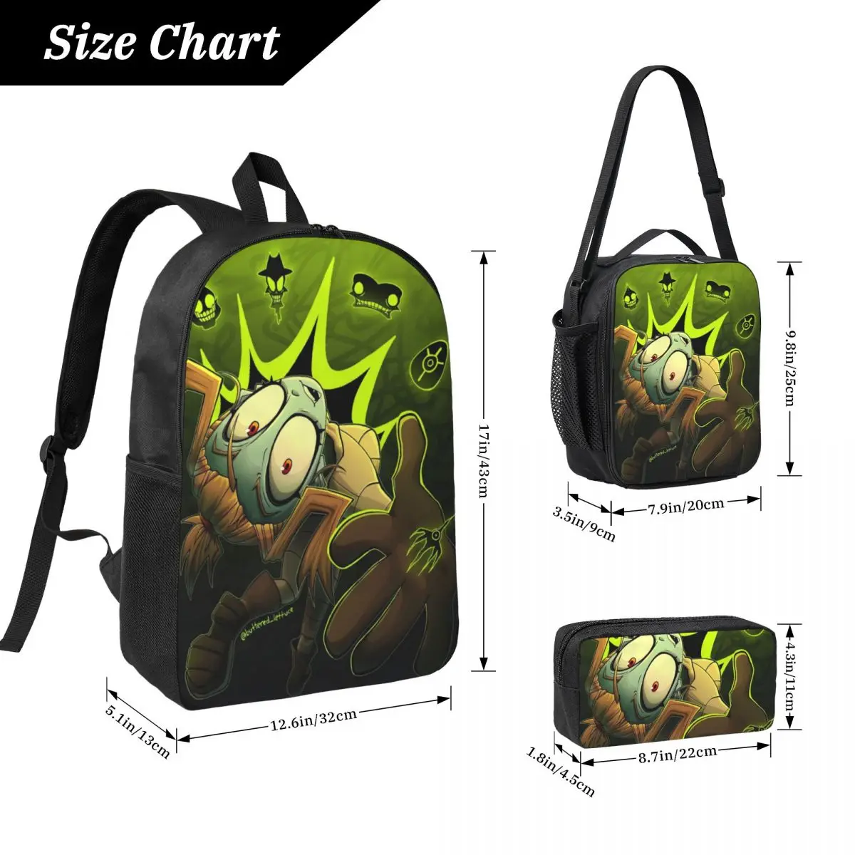 3Pcs The Gaslight District  Backpack Set for Girls Boys Pencil Boxes Bookbag Sets with Lunch Box For School Students Daypack