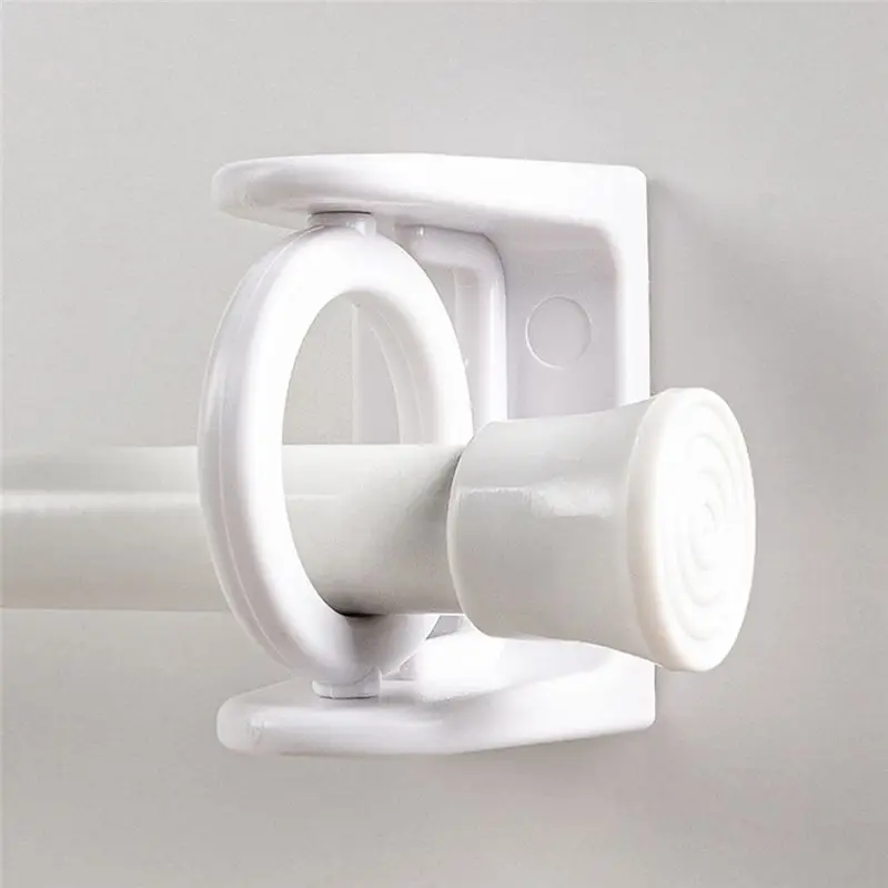 Curtain Rod Holder Clamp Hooks Self Adhesive Clothes Rail Bracket 360 Rotation Triangle Ring Adjustable Hooks-A68E