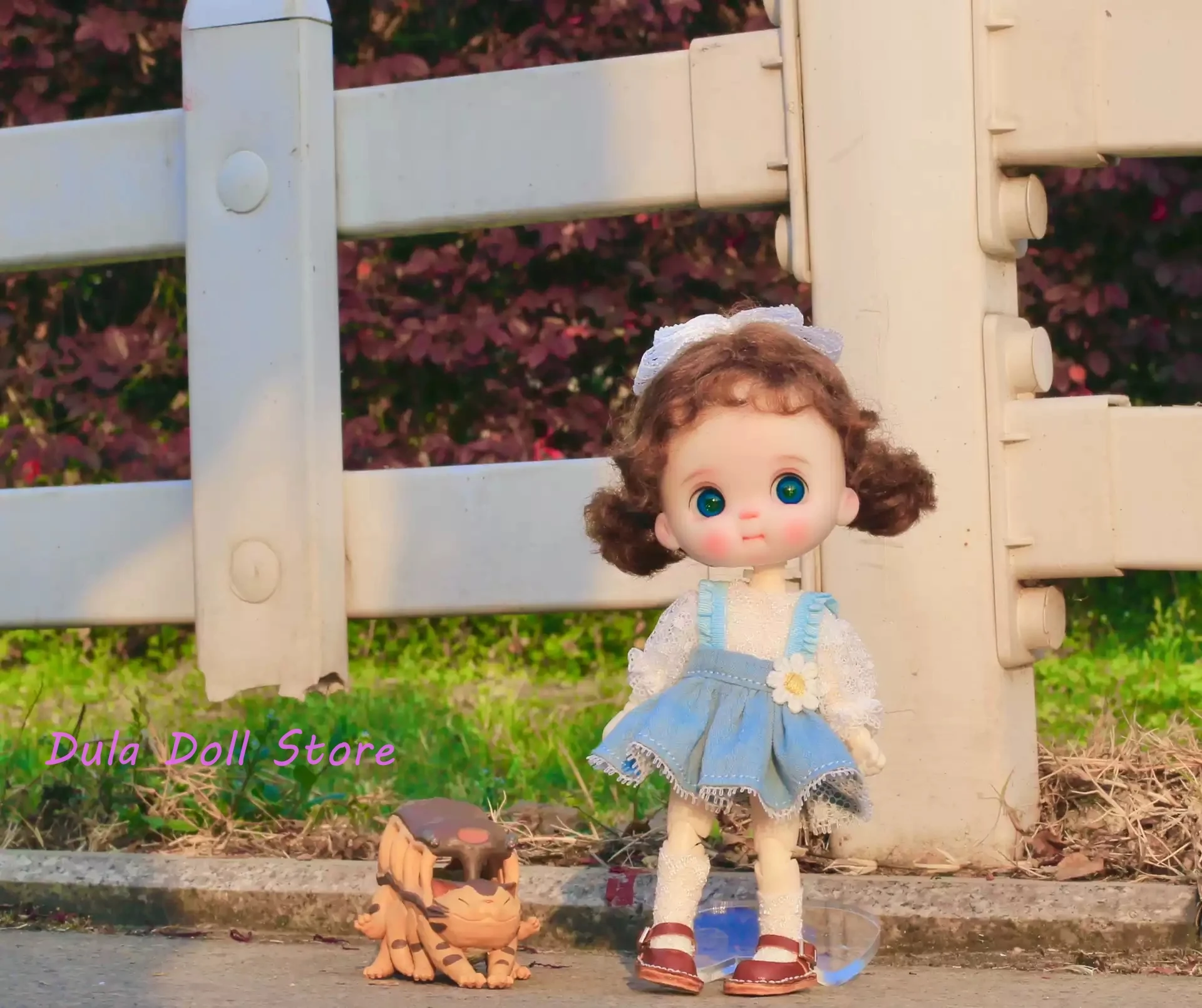Dula Doll Clothes Dress 2026 Blue chrysanthemum strap dress for Ob11 gsc Doll Accessories