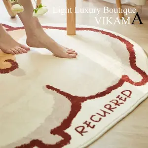 حصيرة أرضية الحمام الكشمير المقلدة VIKAMA-Keji ، حصيرة قدم ماصة كرتونية لطيفة ، مرحاض قابل للغسل مضاد للانزلاق أفضل 6 حصيرة غرفة معيشة مقاومة للماء مبيعا - رقم 5