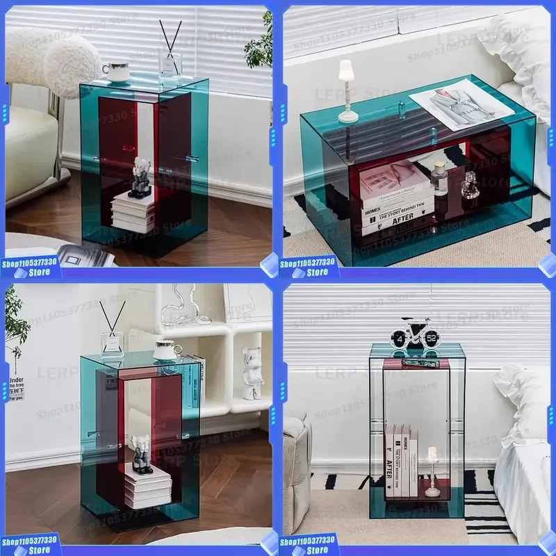 Modern Transparent Acrylic Coffee Table Light Luxury Small Side Table for Living Room Sofa Ins Style Storage Cabinet