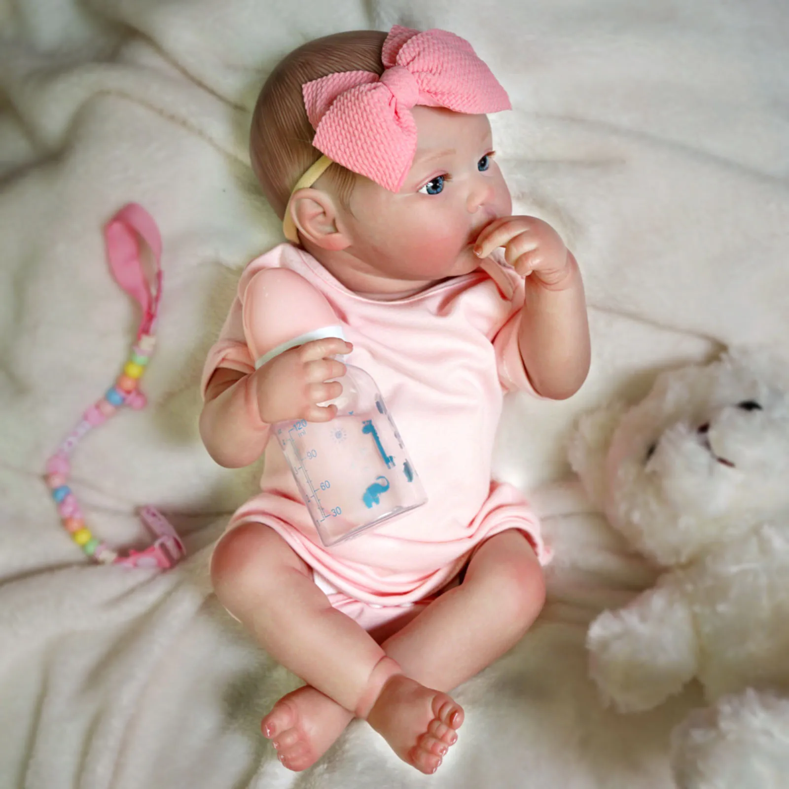 BRASTOY Reborn Reborn Baby Doll Painted Realistic 48cm Girl Body Silicone, Shipped from Brazil