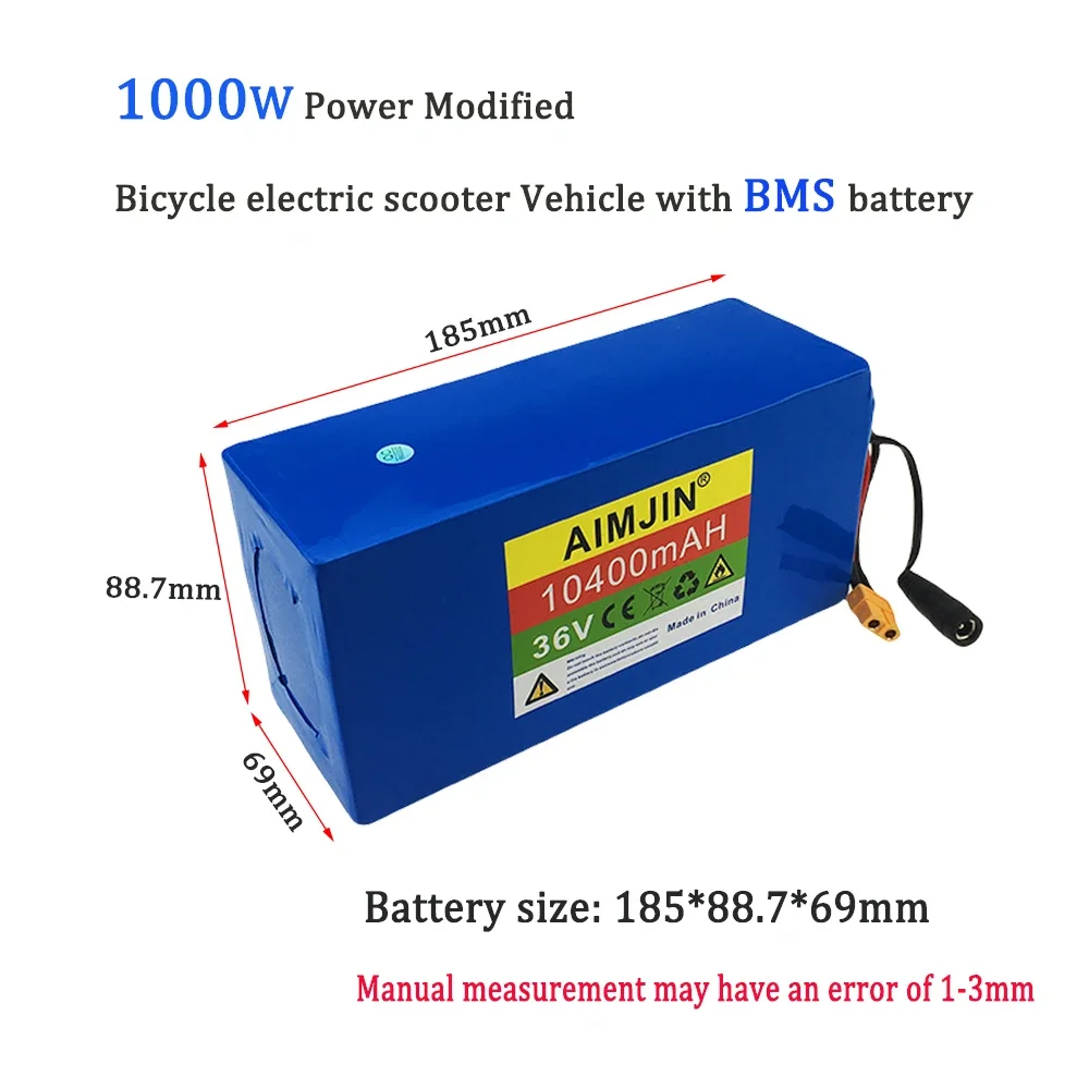 18650 36V 10S4P 10400Ah 1000W Power Modified Bicycle electric scooter Vehicle Built in BMS Li-ion Battery with charger