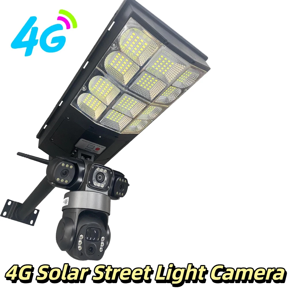 12 MP zonnecamera 4G buitenstraatverlichting 3 lenzen HD 3 scherm PIR menselijke detectiecamera's IP66 waterdicht nachtzicht CCTV-beveiliging