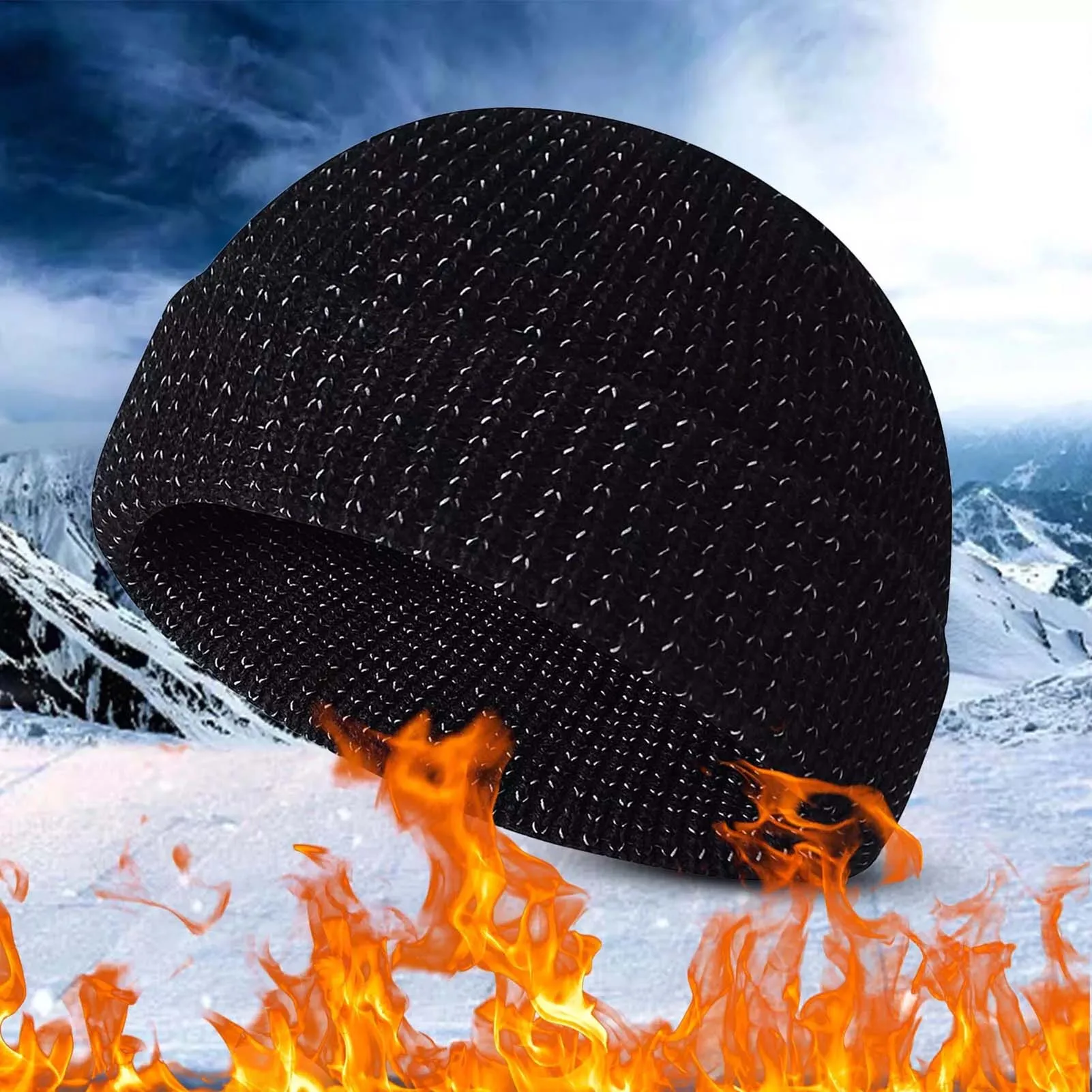 High-Visibility Beanie Reflective for Night Running Safety Winter Knitted Hat Warm Outdoor Cycling Cap Durable Gear