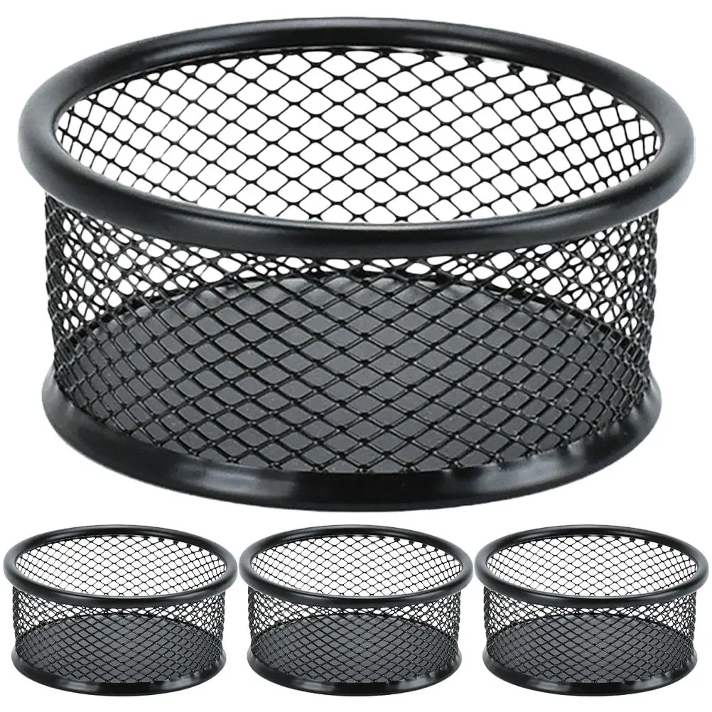 

4pcs Paperclip Holder Desk Organizer Small Office Supplies Light Gray Black Silver Stackable Design Storage Container
