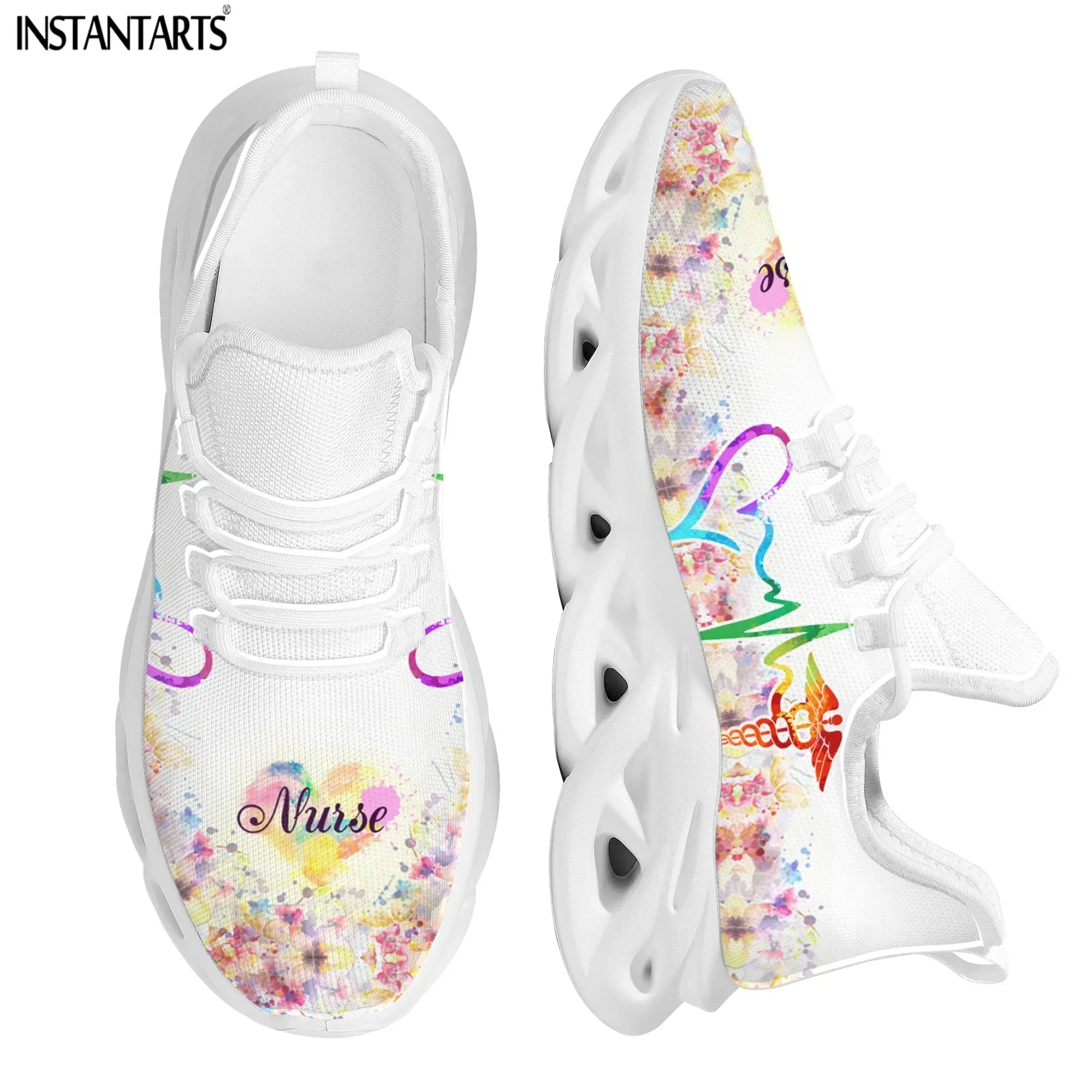 Cute Nurse Cat Pattern Female Shoes Casual Sneakers Brand Design Lace-up Walking Male Medical Student Flats Footwear - view 2