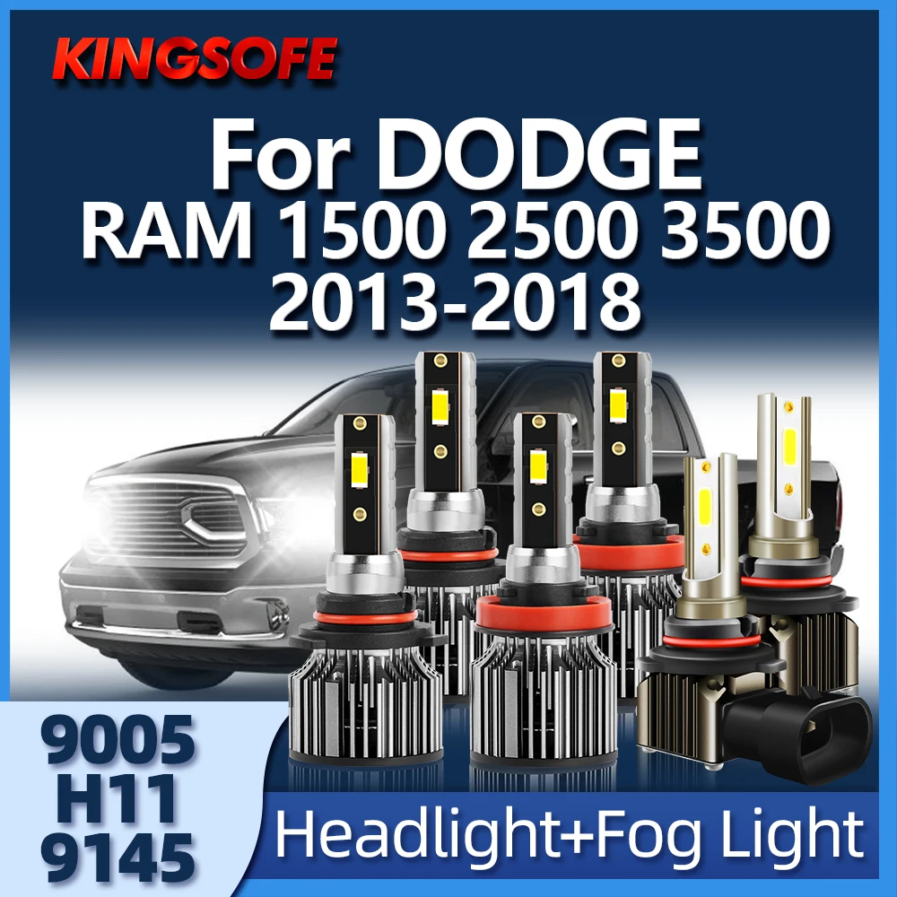 KINGSOFE-자동차 헤드라이트 전구 LED H11 6000K 12V 램프 자동 안개등, 닷지 램 1500 2500 3500 2013 2014 2015 2016 2017 2018