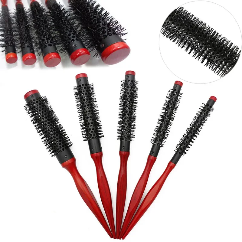 Profession Anti Static Curly Hair Comb Boar Bristle Rolling Round Brush Comb Hair Styling Beauty Salon Hairdresser Curling Iron