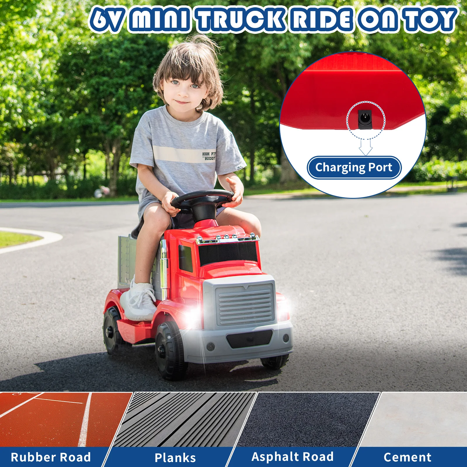 6-V-Fahrt auf Mini-Truck für Kleinkinder, Elektroauto für Kinder mit großer Aufbewahrungsbox, Musik, Pedalbeschleuniger, Ein-Knopf-Start