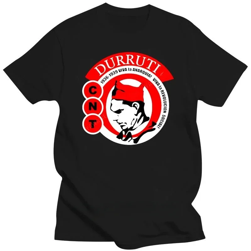 Durruti CNT - Viva la anarquia! viva la revolucion social! male o-neck short sleeve casual tops Cotton teeshirt fashion t shirts