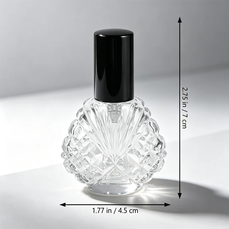 15ML Glass Spray Perfume Bottle Mini Shell Shape Bottle Empty Cosmetic Alcohol Container Mist Atomizer Travel Simple Sprayer