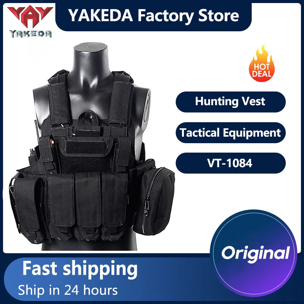 YAKEDA Eight-piece Vest Tactical Vest Camouflage Black Hawk Vest Combat Training Uniform Special Operations Vest CS Equipment