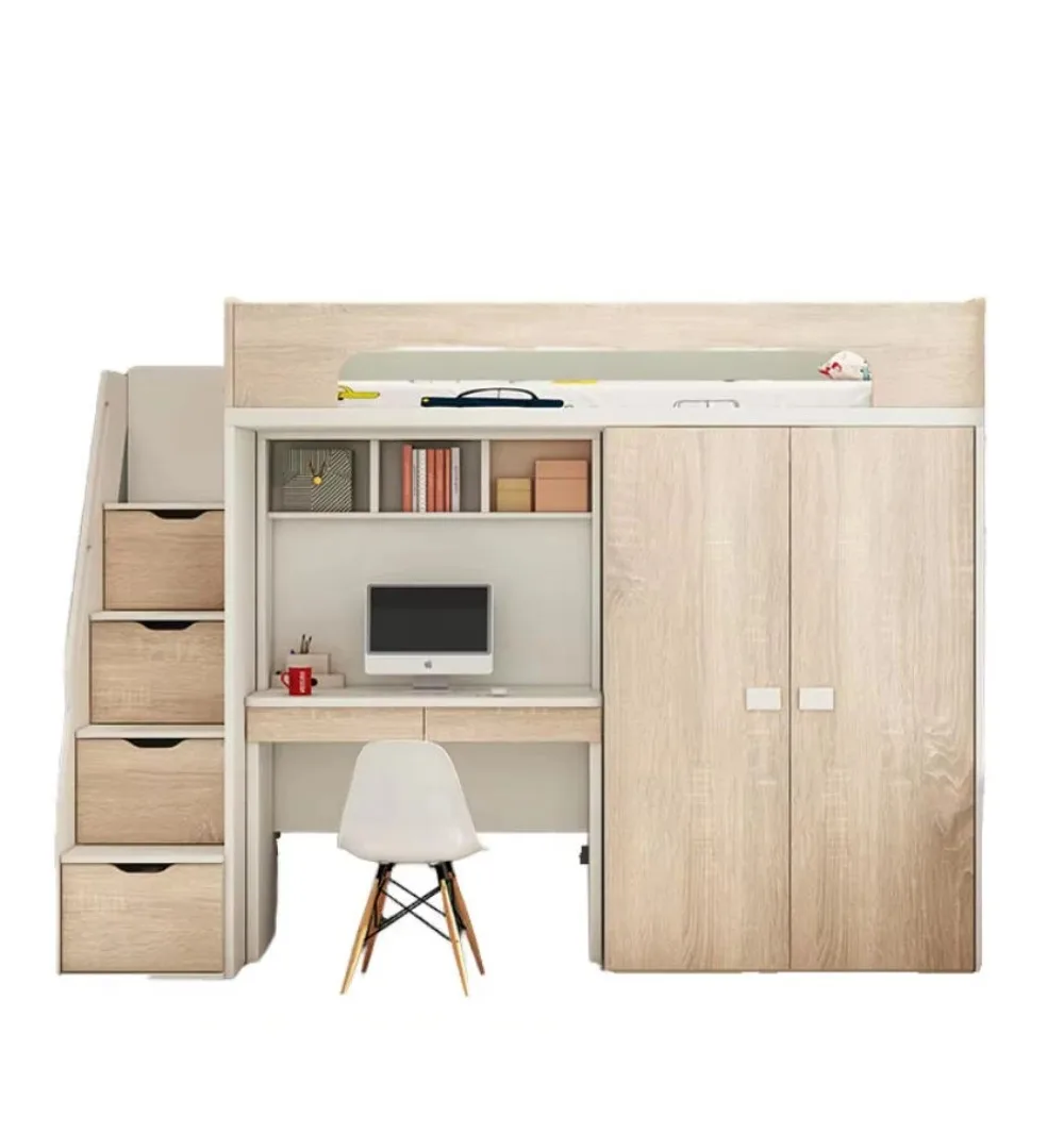 Bed and Table Combination Bed for Small-sized Children's Room, Multi-functional with Wardrobe and Desk, Elevated Bedpromote sale