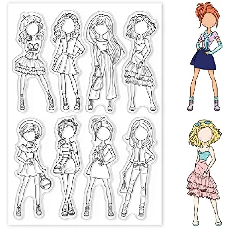 Fashion Woman Clear Stamp Skirt Silicone Clear Stamp Lovely Womans Rubber Stamp for Scrapbook Journal Card Making