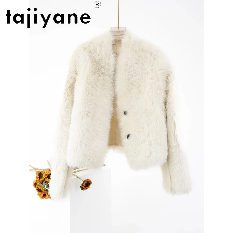 TAJIYANE Double Sided Tuscan Sheep Fur Shearling Jackets Short Real Fur Coat Woman Winter Coats for Woman Fourrure Outerwear