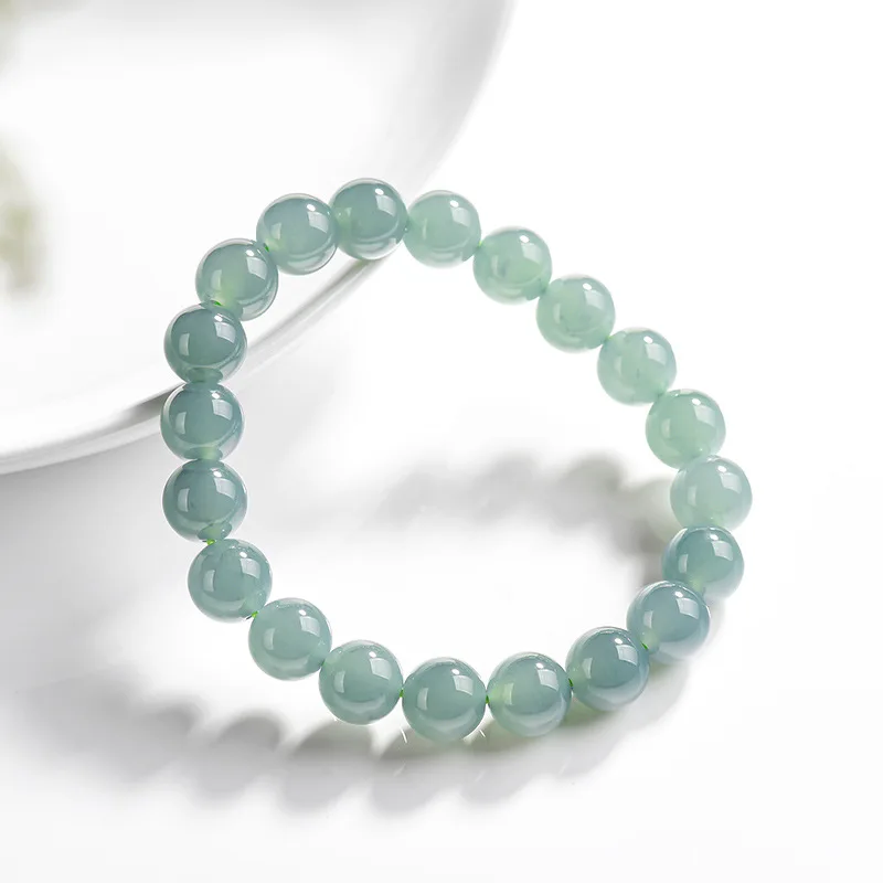 Natural A-grade Jade Blue Sailor String Ice Seed Jadeite Beads 9.5mm Bracelet For Men Women High-end Gifts Jewelry Drop Shipping