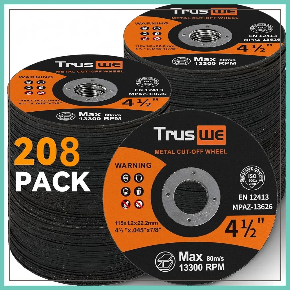 

208 Pack 4.5 Inch Cut Off Wheels for Metal, Ultra Thin Cutting Discs for Angle Grinder