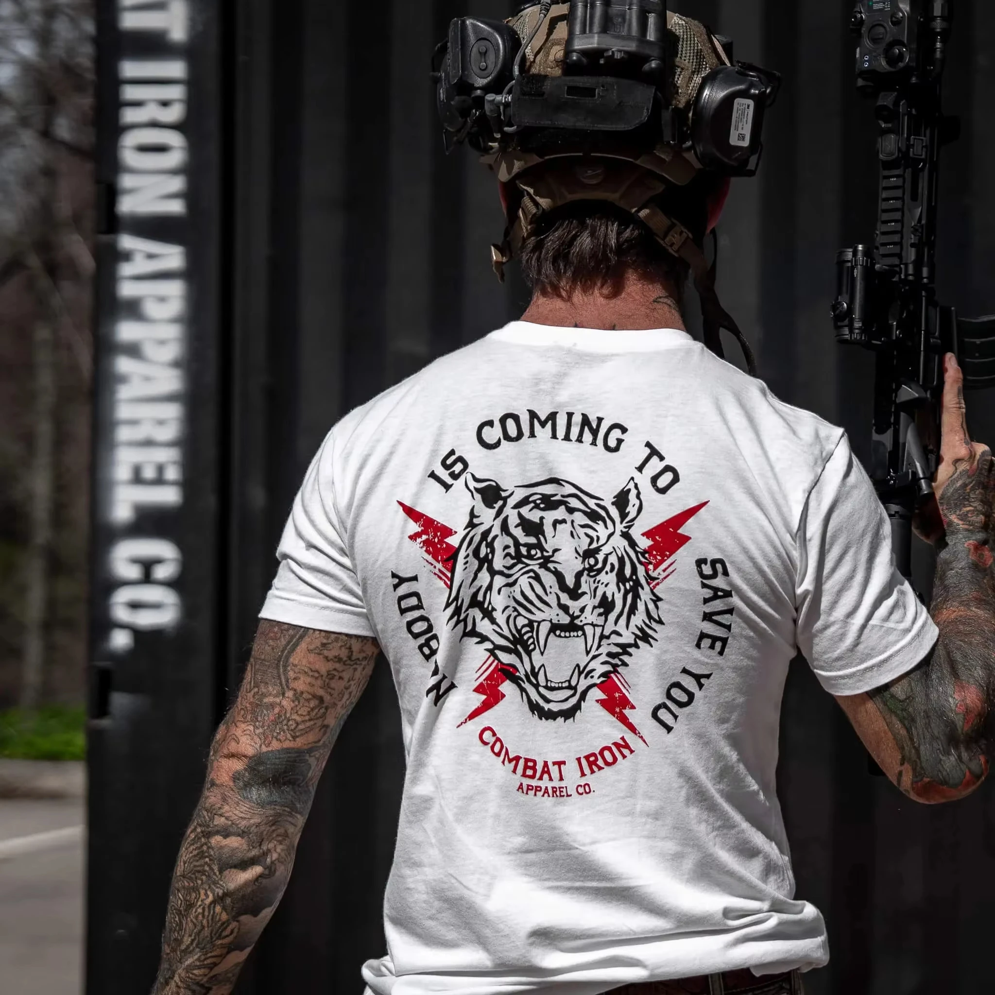 Fierce Tiger‑head Motivational‑themed Front‑and‑back Double‑sided Printed Unisex T‑shirt, Loose‑fit Fashion Top