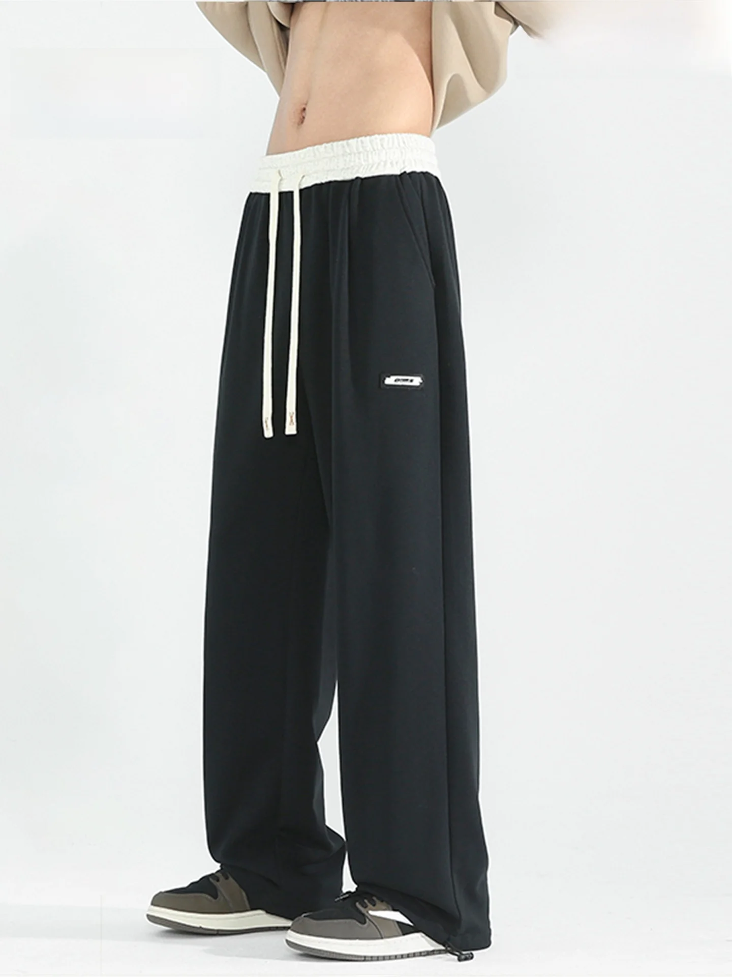 

KADMDEER American Sle Fitn Sports Sweatpants Men's Heavyweight Drape Faion Casual Pants Straight Leg mid Waist