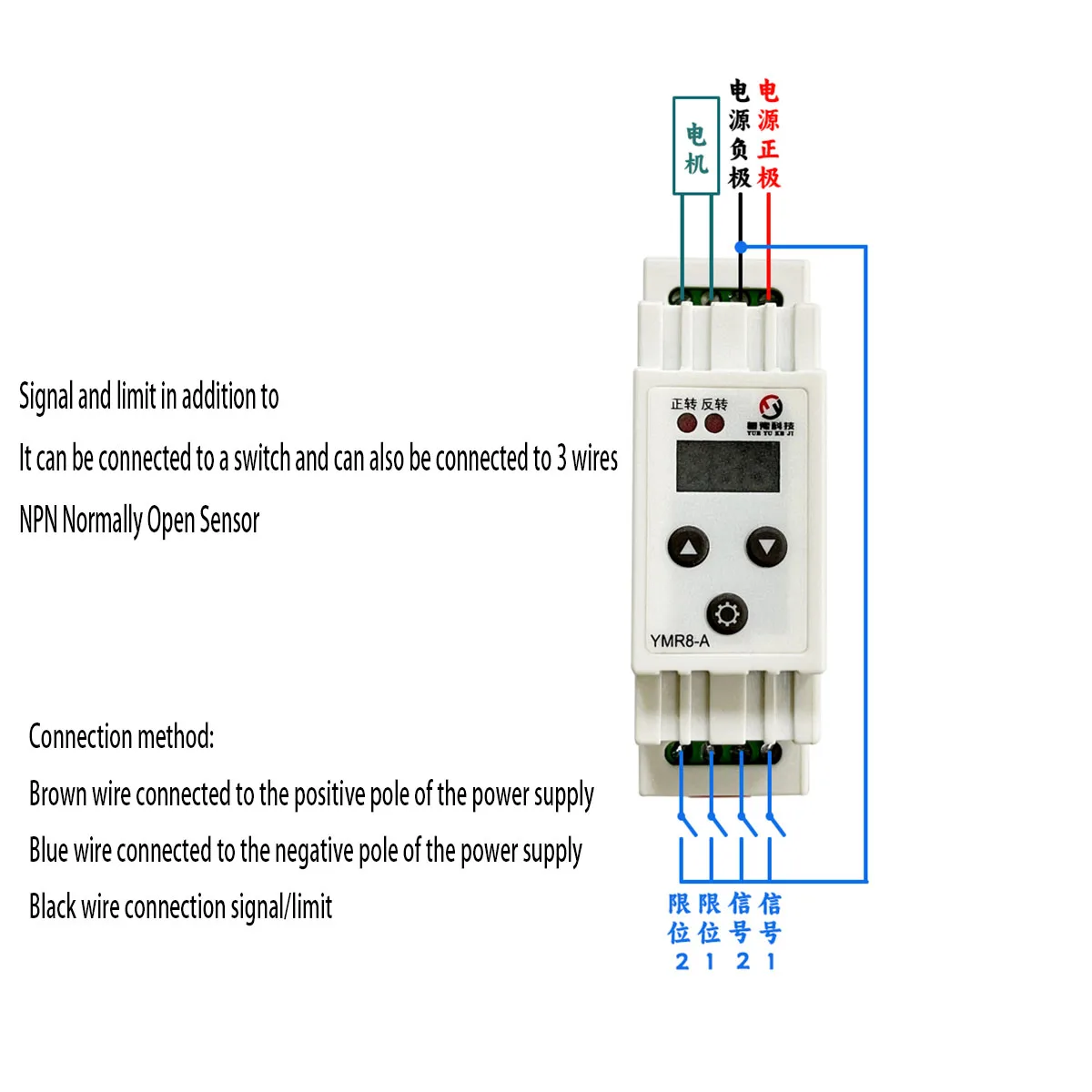 YMR8-A DC motor controller forward and reverse 12v24v push rod delay overload protection module driver limit plate