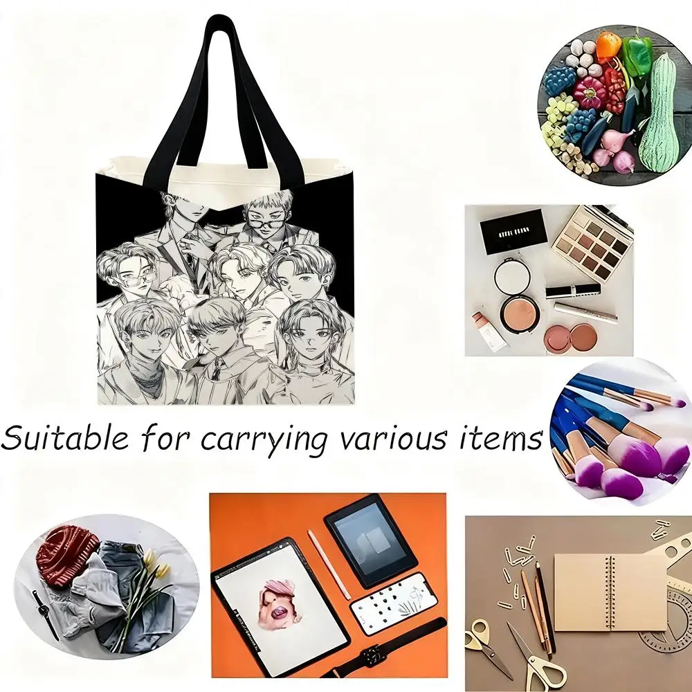 حقائب تخزين ATEEZ Kpop خفيفة الوزن وصديقة للبيئة وعصرية ومتعددة الأغراض وحقيبة كتف قماشية ذات سعة كبيرة #5