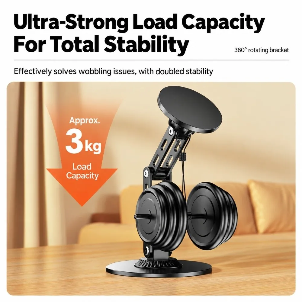 New Portable Magnetic Desktop Phone Stand Rotatable Adjustable Foldable Phone Holder Magnetic Suction Metal Desk Phone Mount