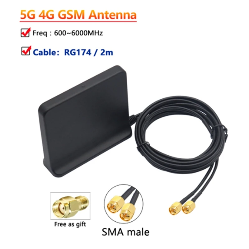 Signal Boost 5G 4G LTE 3G GSM Mimo Aerial High Gain 12Dbi 600-6000Mhz External Omni WiFi Antenna(Black SMA Male)