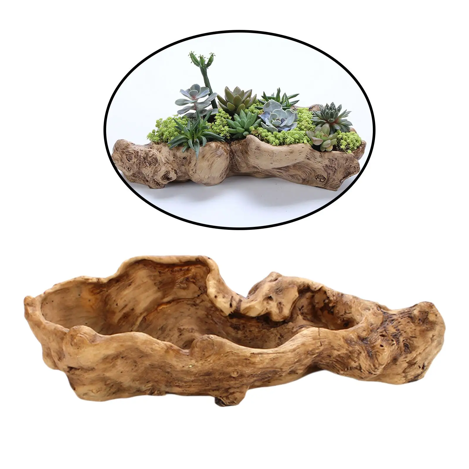 Resin Pot Planter with Drainage Hole, Tree Shape Window Box Plant Containers for Table Desk Decoration
