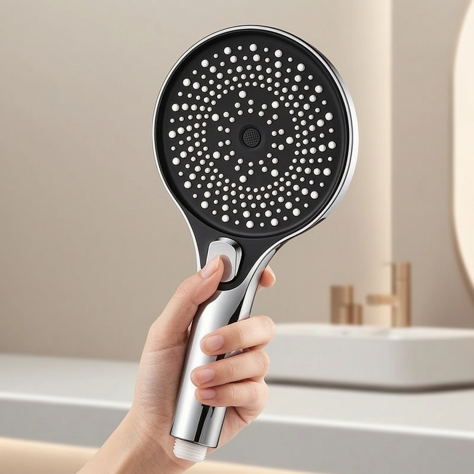 Pommeau de douche portable 3 modes avec bouton d'arrêt, économie d'eau, anti-colmatage pour salle de bain
