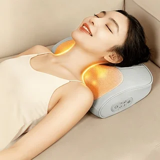 Cervical Massager with Heating Function, Massage Pillow, Multi-Head Kneading for the Neck, 6-Button Control Panel, Massager Suitable for Multiple Areas of the Neck, Shoulders, Waist, Back, and Legs, Suitable for Those Who Sit for Long Periods of Time/Babysitters/Elderly People - the Best Gift for Parents, Friends, and Loved Ones