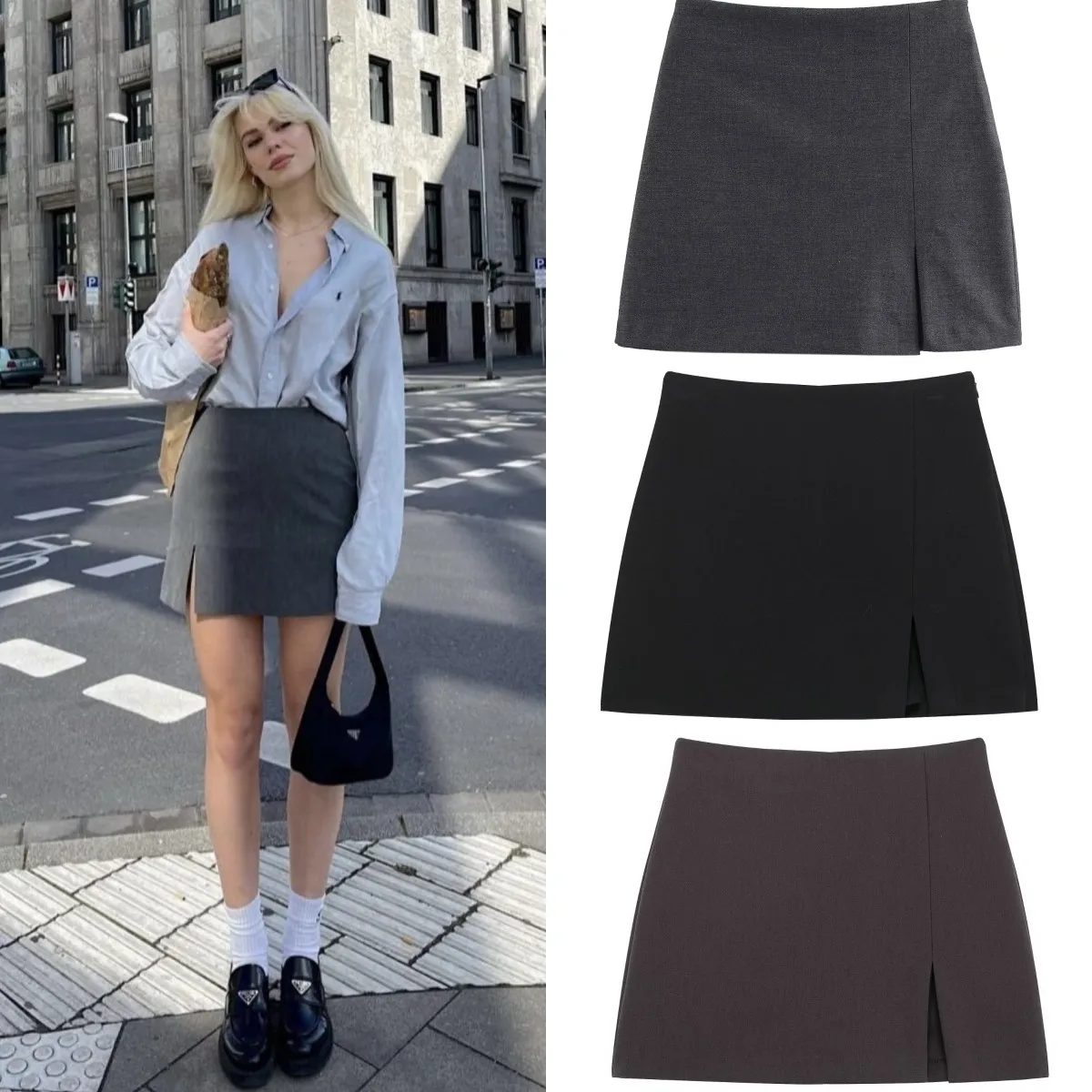 ETJ 2025 primavera nueva mujer todo en uno moda hendidura diseño temperamento viajero de cintura alta pantalones cortos ajustados