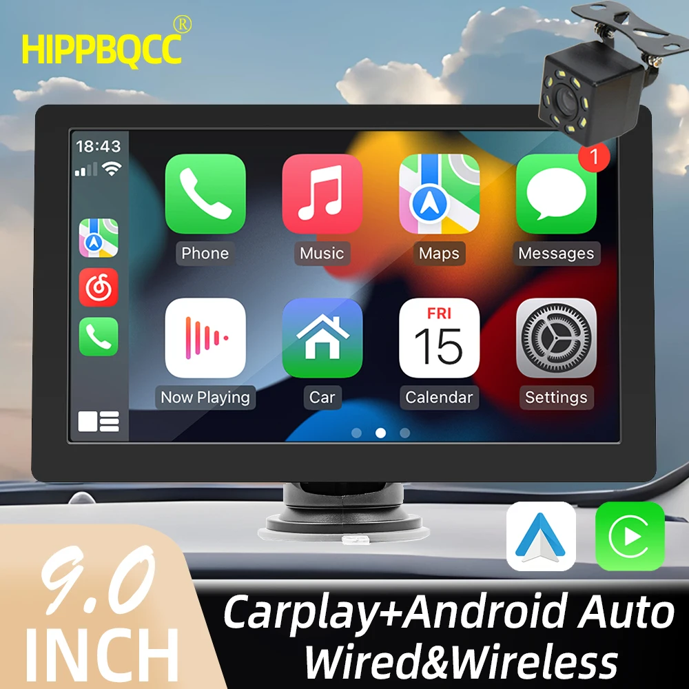 HIPPBQCC 9 Inch Car Radio Multimedia Video Player Wireless Android Auto CarPlay For VW Nissan Toyota Car Audio Touch Screen