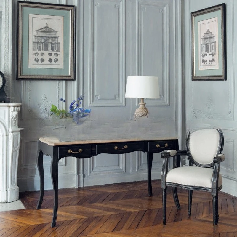 

American solid wood desk custom furniture student oak writing desk storage table children's retro desk and chair combination