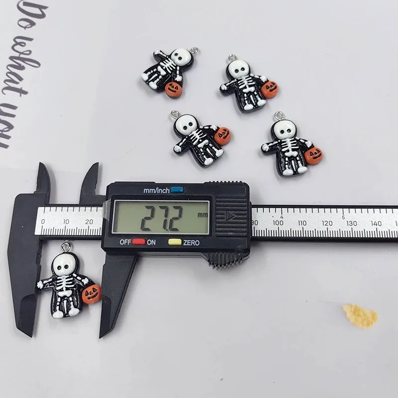10Pcs Kawaii Floating Skeleton Pumpkin Resin Charms